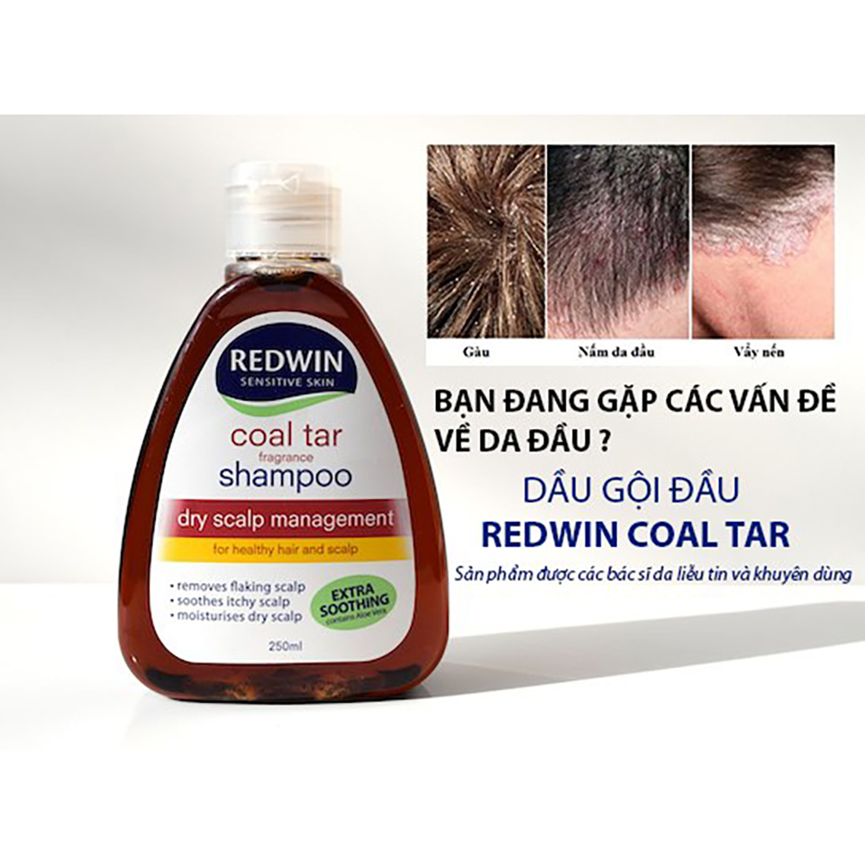 Dầu Gội Trị Gàu Và Giảm Nhờn Da Đầu Redwin Coal Tar Shampoo 250Ml