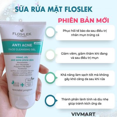 Sửa Rửa Mặt Giảm Mụn Floslek ANTI ACNE Face Cleansing Gel 125ml-1